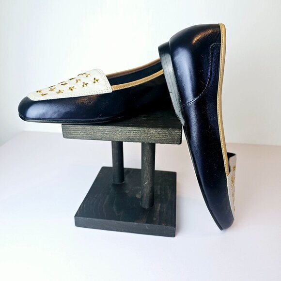 Vintage Enzo Angiolini Ealamel Blue Gold White Metallic Star Flats, 8W - Picture 1 of 10